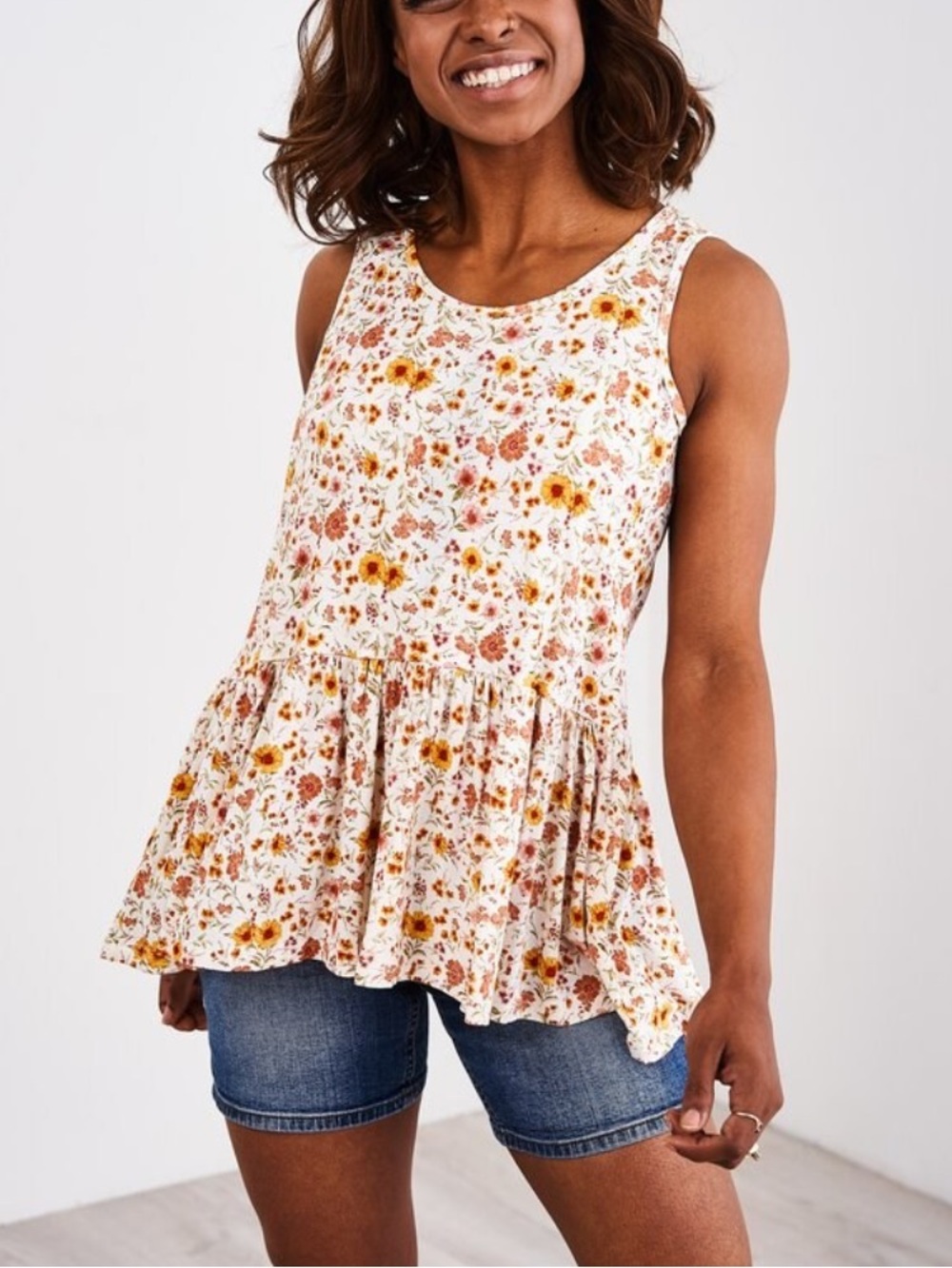 Latched Mama Floral Nursing Peplum Tank Top Breastfeeding Pumping Postpartum XS